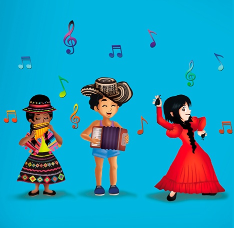 Niños multicultural fondo azul en Berlín